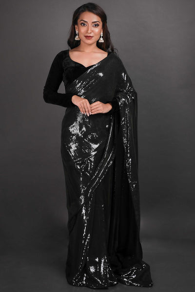 Buy HERE&NOW Embellished Sequinned Ready to Wear Saree - Sarees for Women  23746736