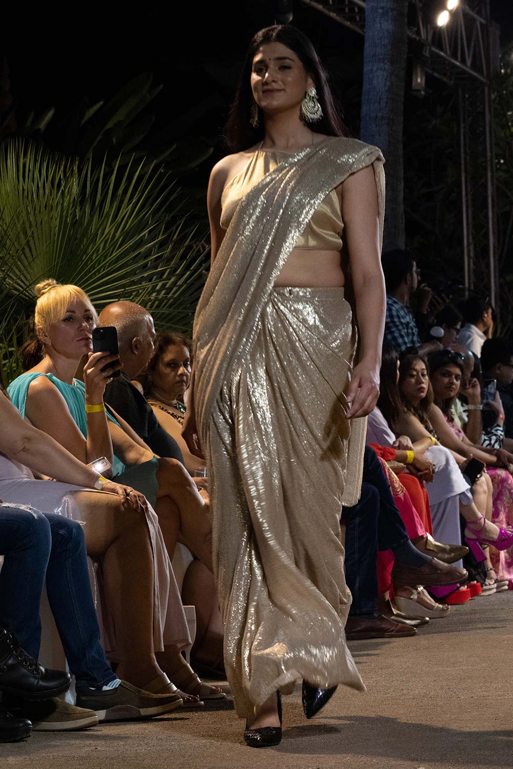 Lara Matte Gold Sequins One Minute Saree