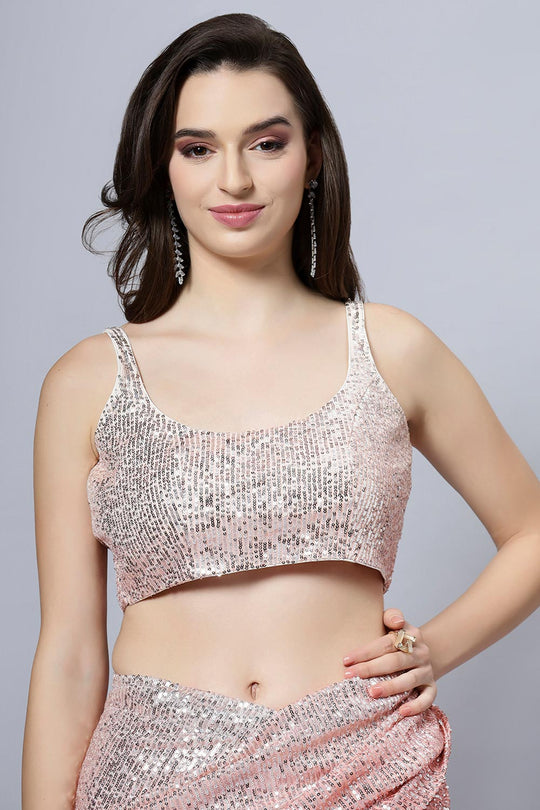 Ellie Luxe Peach Ombre Sequin One Minute Saree