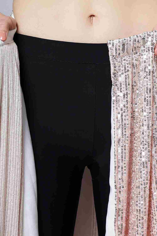 Ellie Luxe Peach Ombre Sequin One Minute Saree