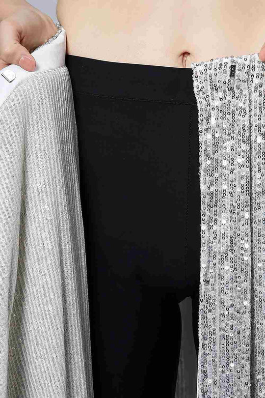 Madelyn Luxe Steel Blue Ombre Sequin One Minute Saree