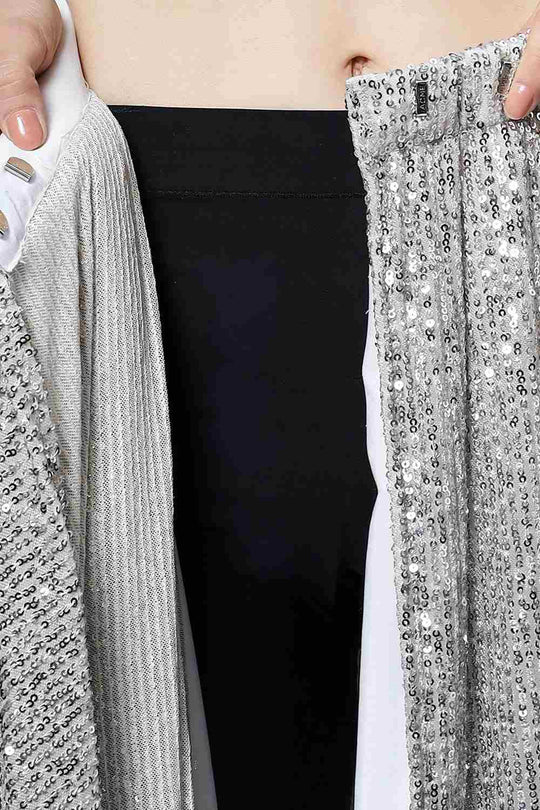 Luna Black & Grey Georgette Ombre Sequins Ready to Wear One Minute Saree