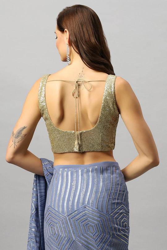 Sonam Violet Georgette Sequins Ready to Wear One Minute Saree