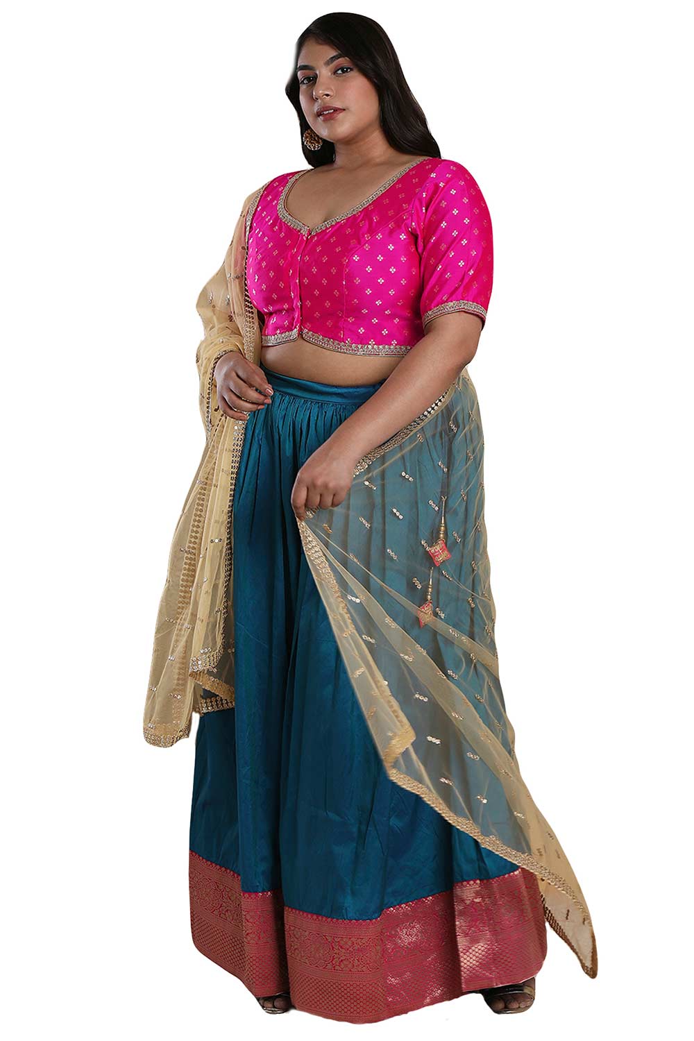 Buy Pink Brocade Readymade Saree Blouse Online - One Minute Sareee