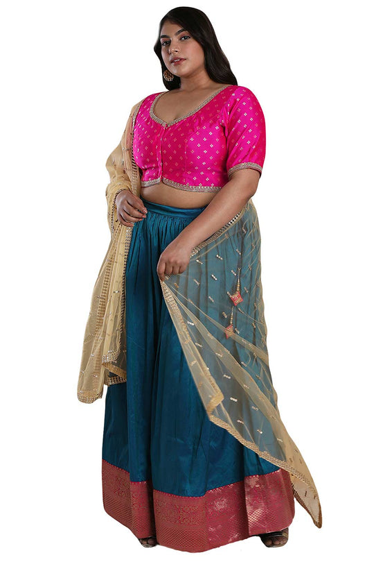 Buy Pink Brocade Readymade Saree Blouse Online - One Minute Sareee