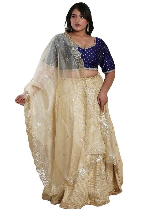 Buy Navy Blue Brocade Readymade Saree Blouse Online - One Minute Sareee