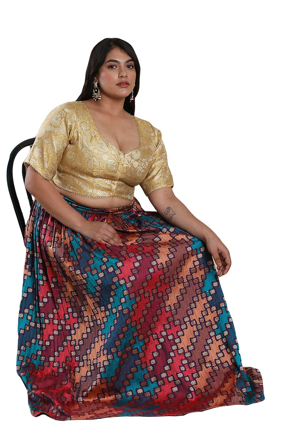 Buy Gold Brocade Readymade Saree Blouse Online - One Minute Sareee