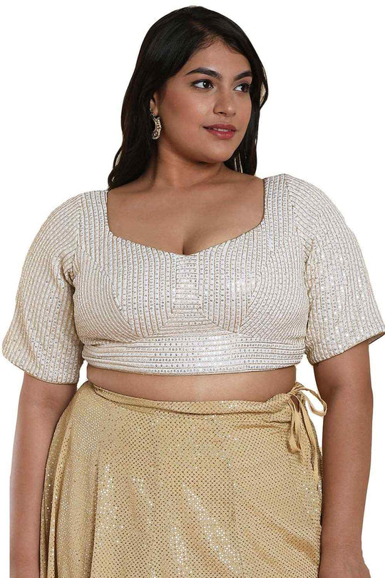 Buy Off White Silk Readymade Saree Blouse Online - One Minute Sareee