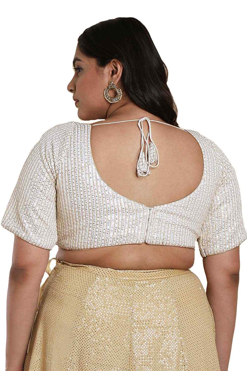 Buy Off White Silk Readymade Saree Blouse Online - One Minute Sareee