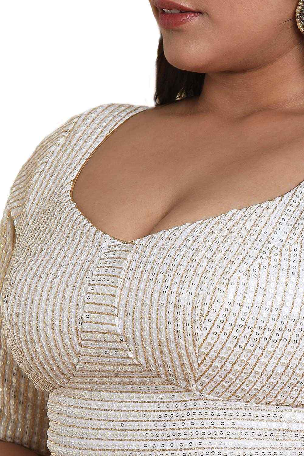 Buy Off White Silk Readymade Saree Blouse Online - One Minute Sareee