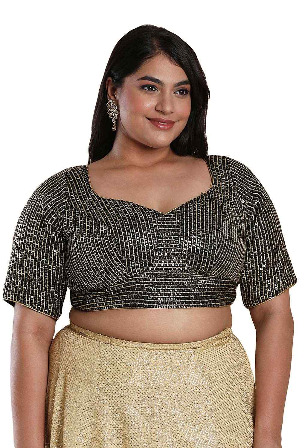 Buy Black Silk Readymade Saree Blouse Online - One Minute Sareee