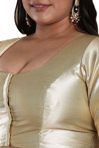 Buy Gold Shimmer Readymade Saree Blouse Online - One Minute Sareee