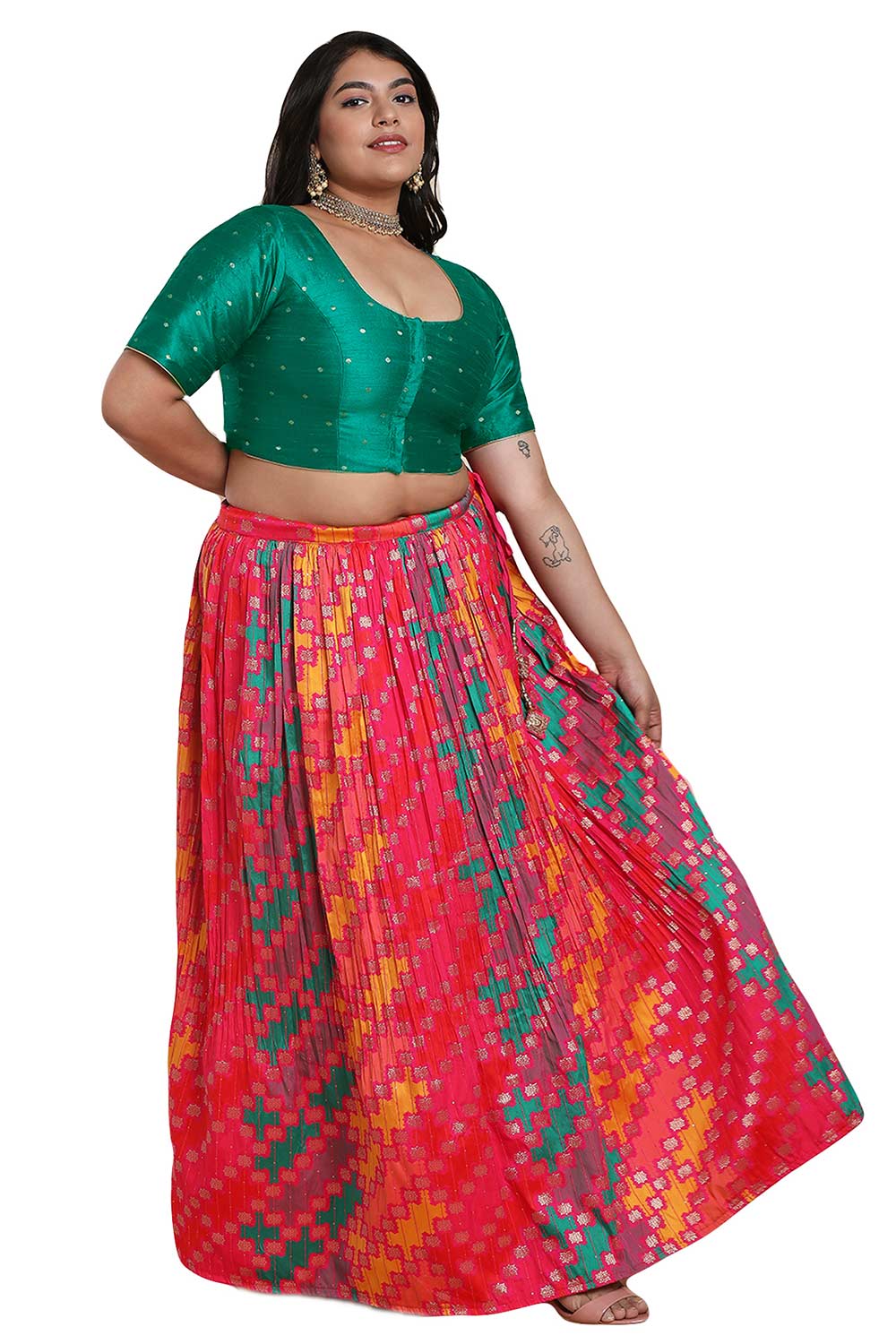 Buy Rama Green Brocade Readymade Saree Blouse Online - One Minute Sareee