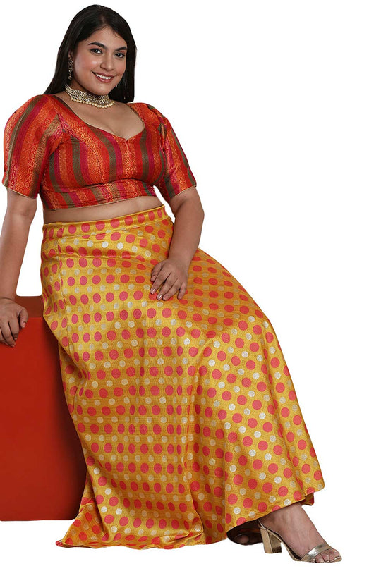 Buy Red Multi Brocade Readymade Saree Blouse Online - One Minute Sareee