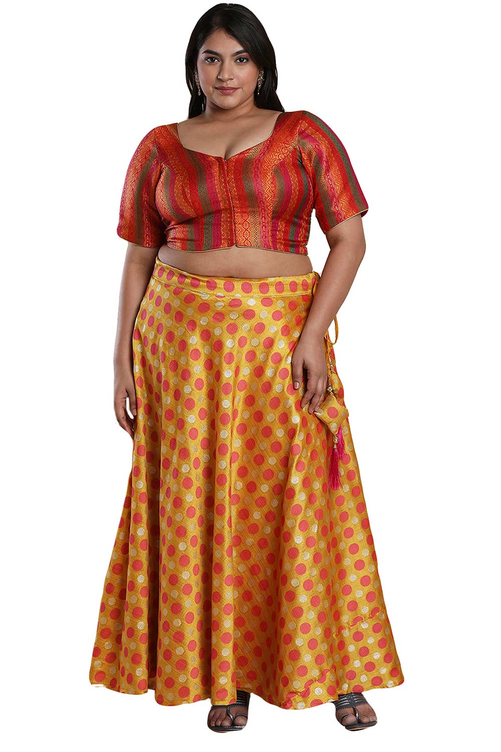 Buy Red Multi Brocade Readymade Saree Blouse Online - One Minute Sareee