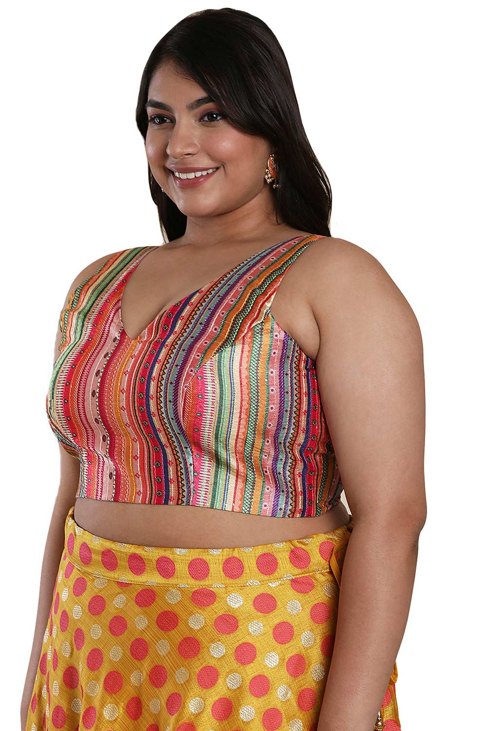 Buy Multicolor Silk Blend Readymade Saree Blouse Online - One Minute Sareee