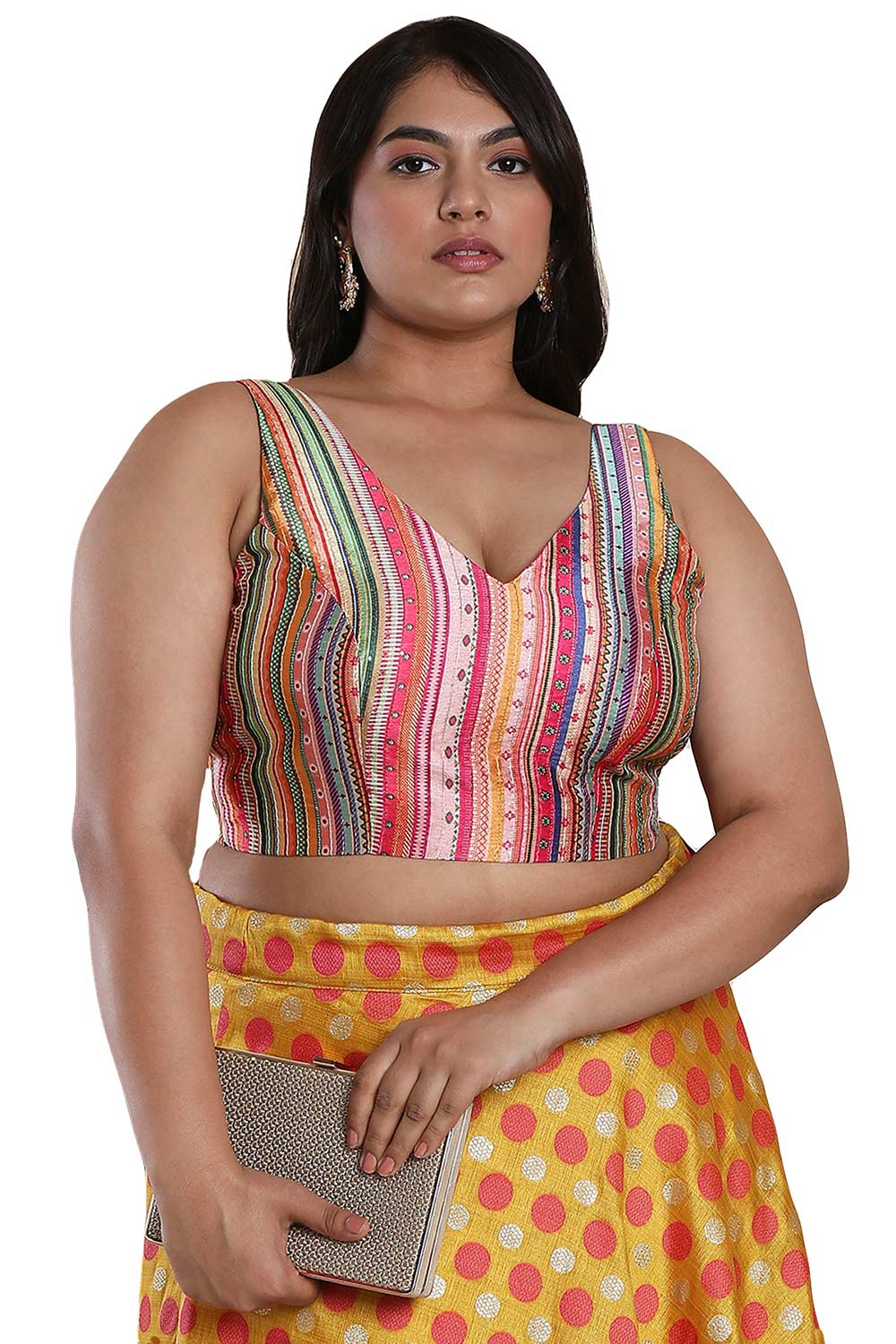 Buy Multicolor Silk Blend Readymade Saree Blouse Online - One Minute Sareee