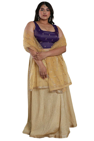 Buy Brinjal Tissue Readymade Saree Blouse Online - One Minute Sareee