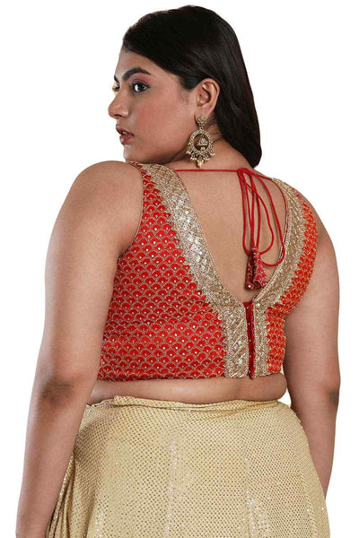 Buy Red Silk Readymade Saree Blouse Online - One Minute Sareee