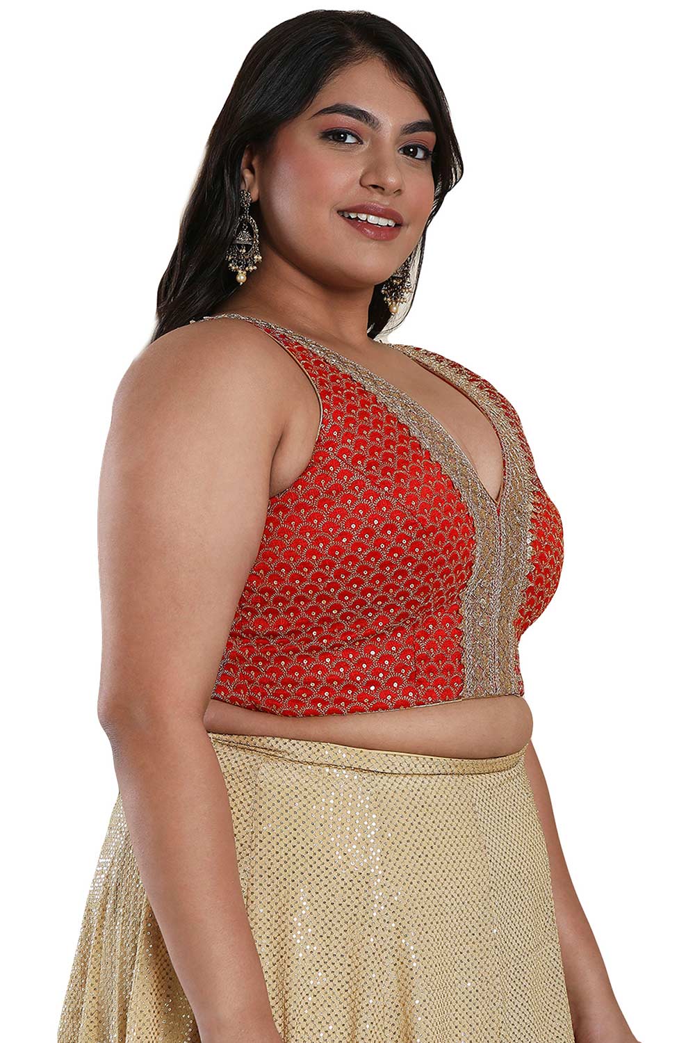 Buy Red Silk Readymade Saree Blouse Online - One Minute Sareee