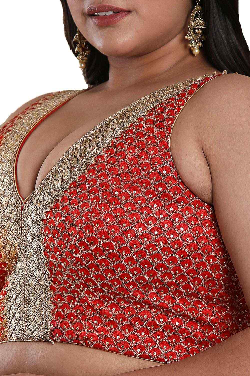 Buy Red Silk Readymade Saree Blouse Online - One Minute Sareee