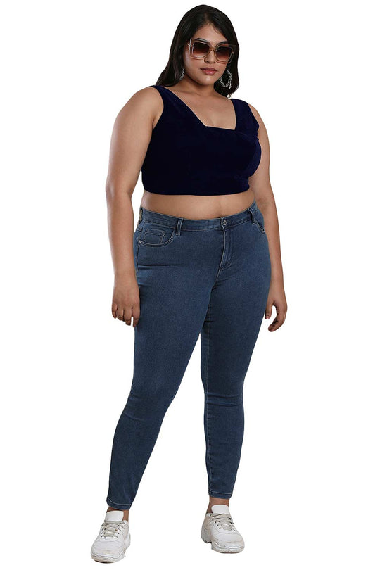 Buy Navy Blue Velvet Readymade Saree Blouse Online - One Minute Sareee