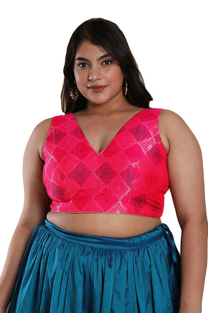 Buy Pink Brocade Readymade Saree Blouse Online - One Minute Sareee