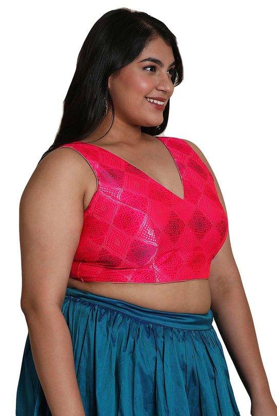 Buy Pink Brocade Readymade Saree Blouse Online - One Minute Sareee