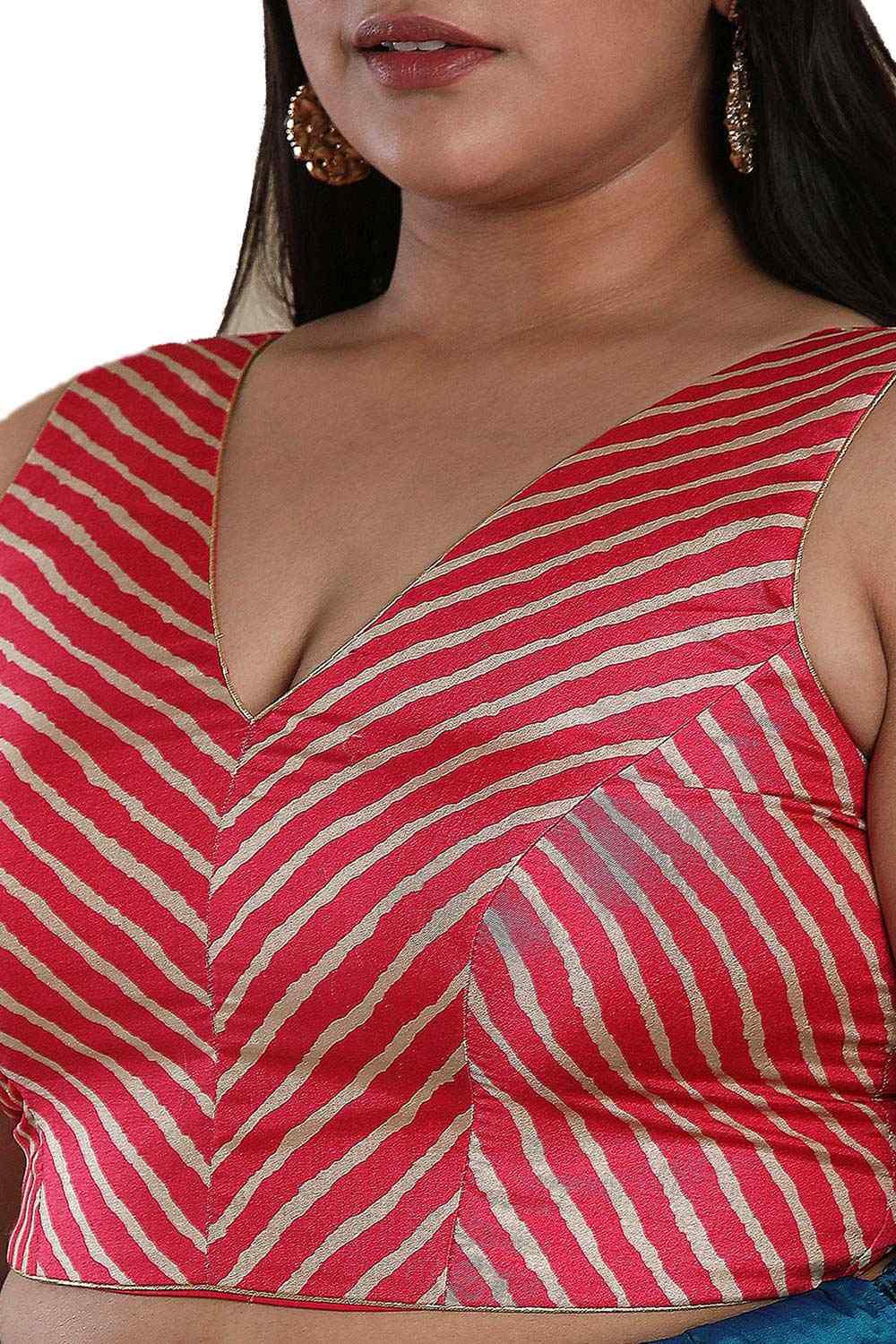 Buy Pink Silk Blend Readymade Saree Blouse Online - One Minute Sareee