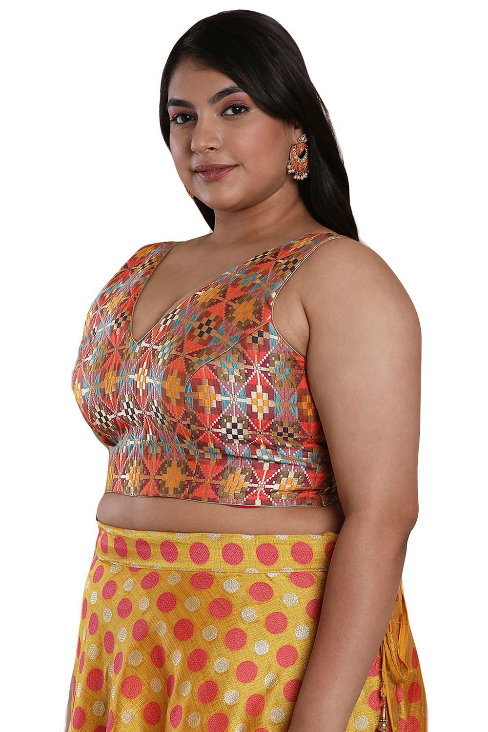 Buy Multicolor Brocade Readymade Saree Blouse Online - One Minute Sareee