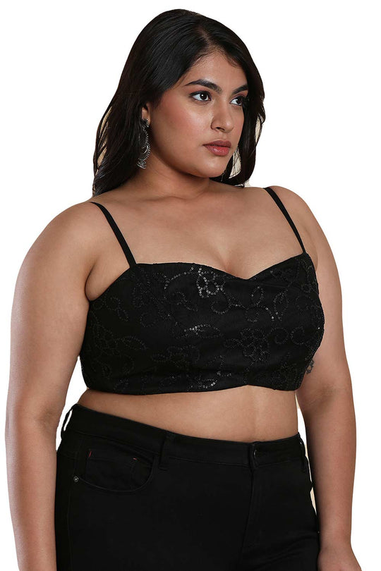 Buy Black Net Readymade Saree Blouse Online - One Minute Sareee