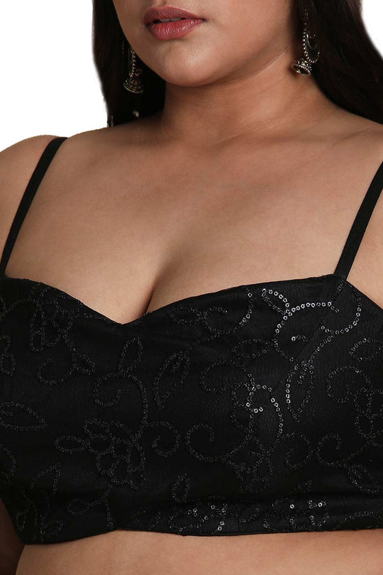 Buy Black Net Readymade Saree Blouse Online - One Minute Sareee