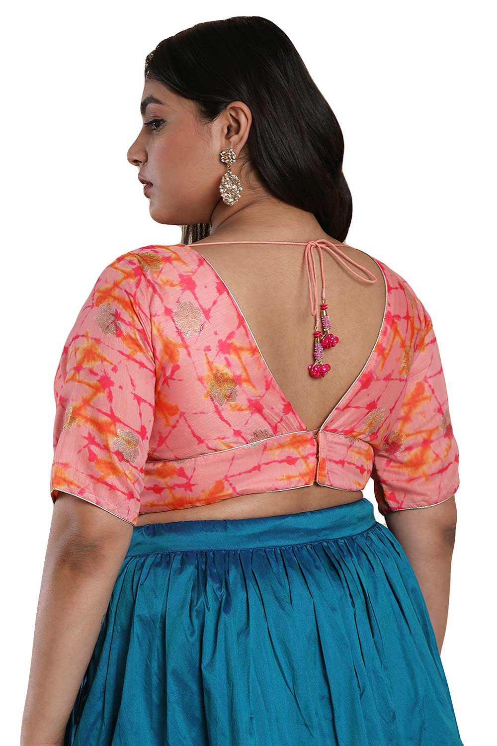 Buy Pink Brocade Readymade Saree Blouse Online - One Minute Sareee
