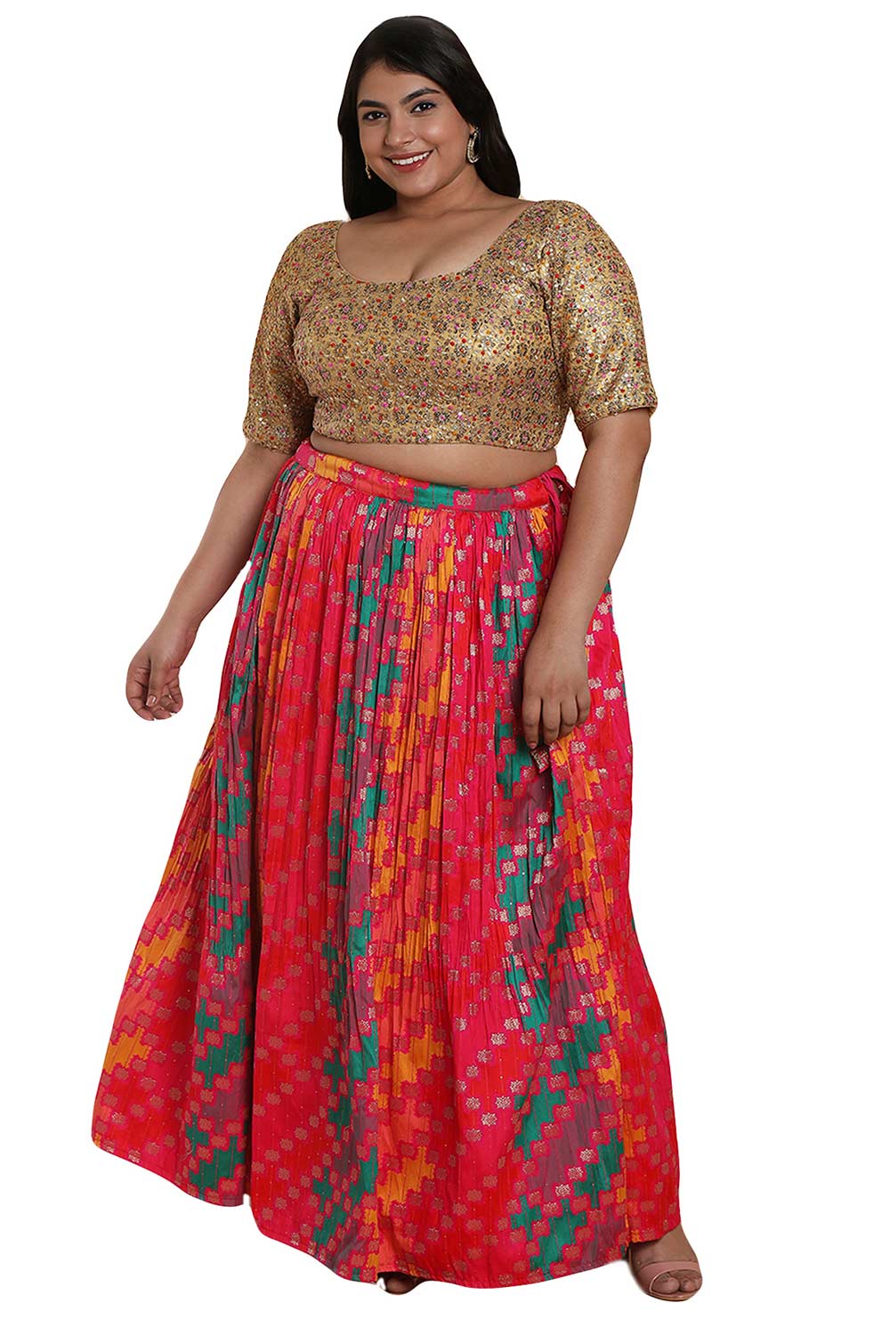 Buy Gold Multi Net Readymade Saree Blouse Online - One Minute Sareee