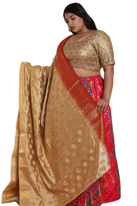 Buy Gold Multi Net Readymade Saree Blouse Online - One Minute Sareee