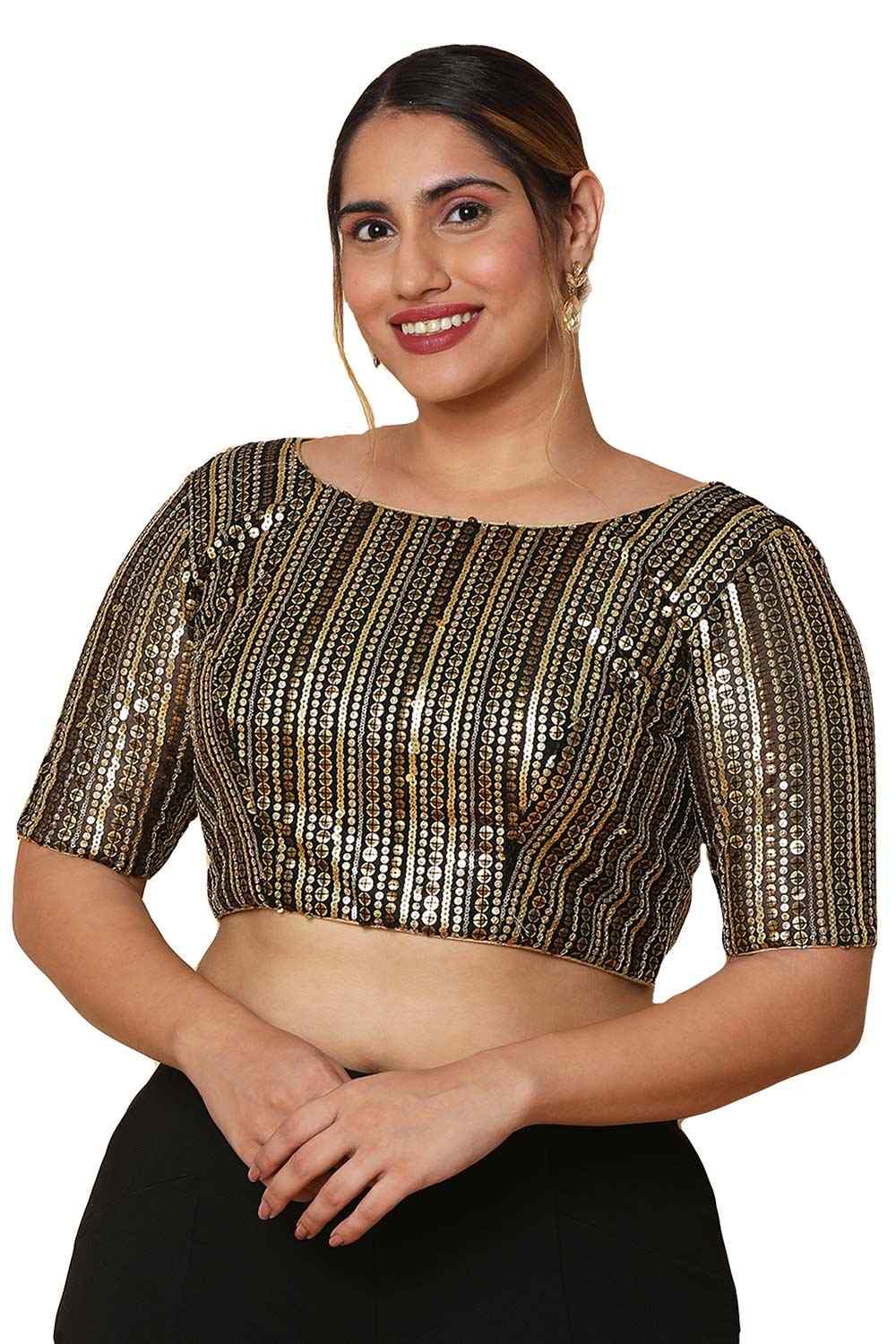 Buy Black Net Readymade Saree Blouse Online - One Minute Sareee