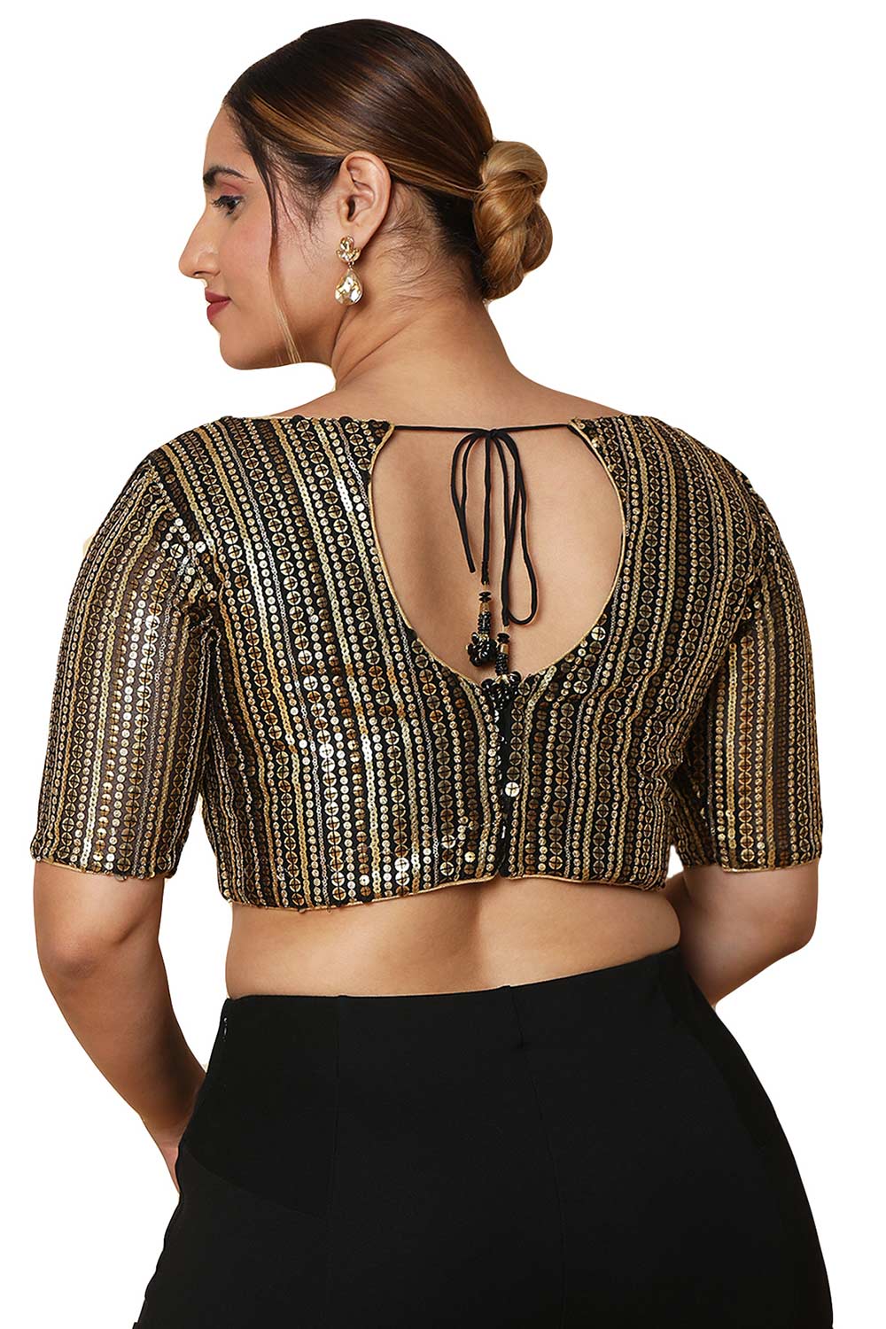 Buy Black Net Readymade Saree Blouse Online - One Minute Sareee