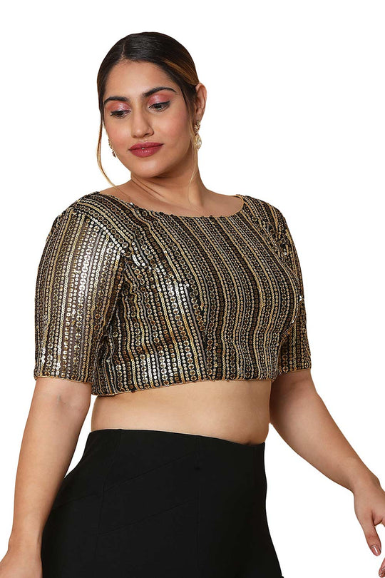 Buy Black Net Readymade Saree Blouse Online - One Minute Sareee
