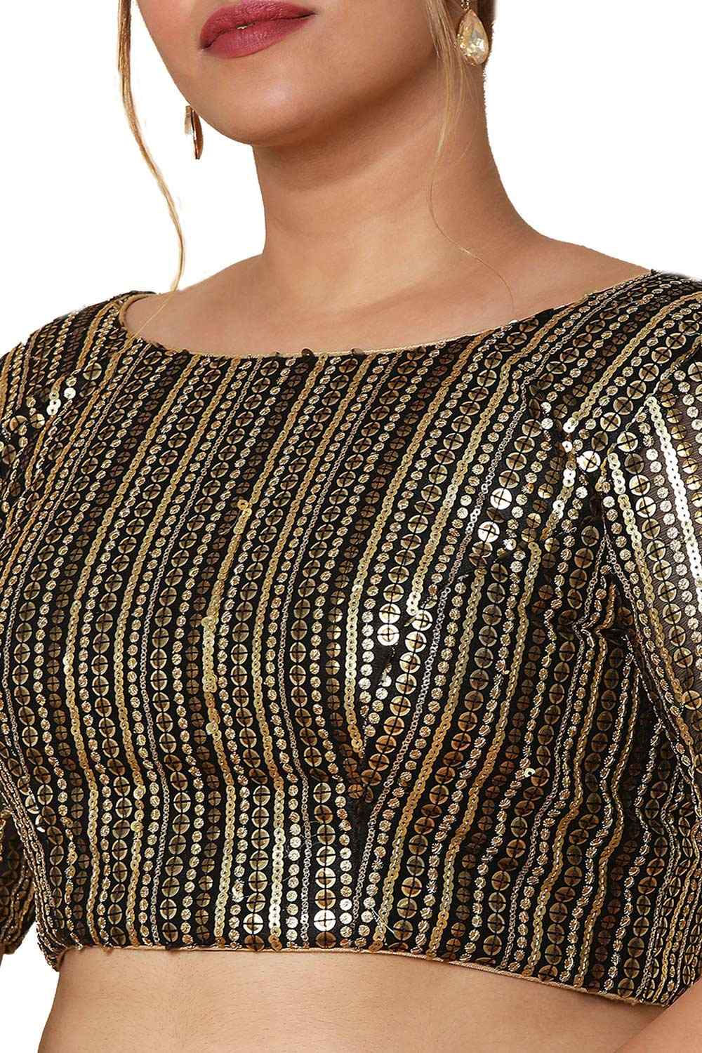Buy Black Net Readymade Saree Blouse Online - One Minute Sareee