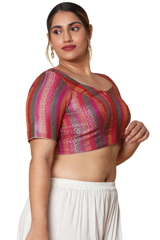 Buy Purple Brocade Readymade Saree Blouse Online - One Minute Sareee