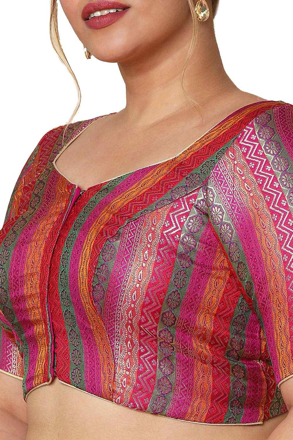 Buy Purple Brocade Readymade Saree Blouse Online - One Minute Sareee