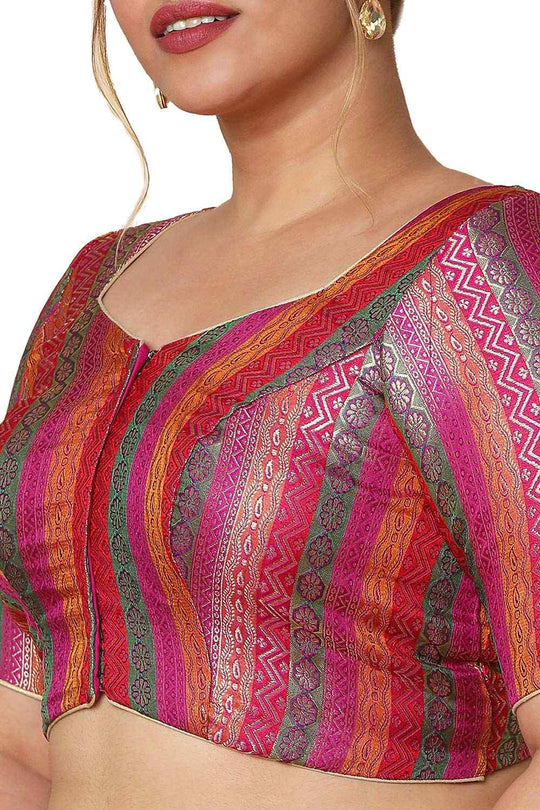 Buy Purple Brocade Readymade Saree Blouse Online - One Minute Sareee