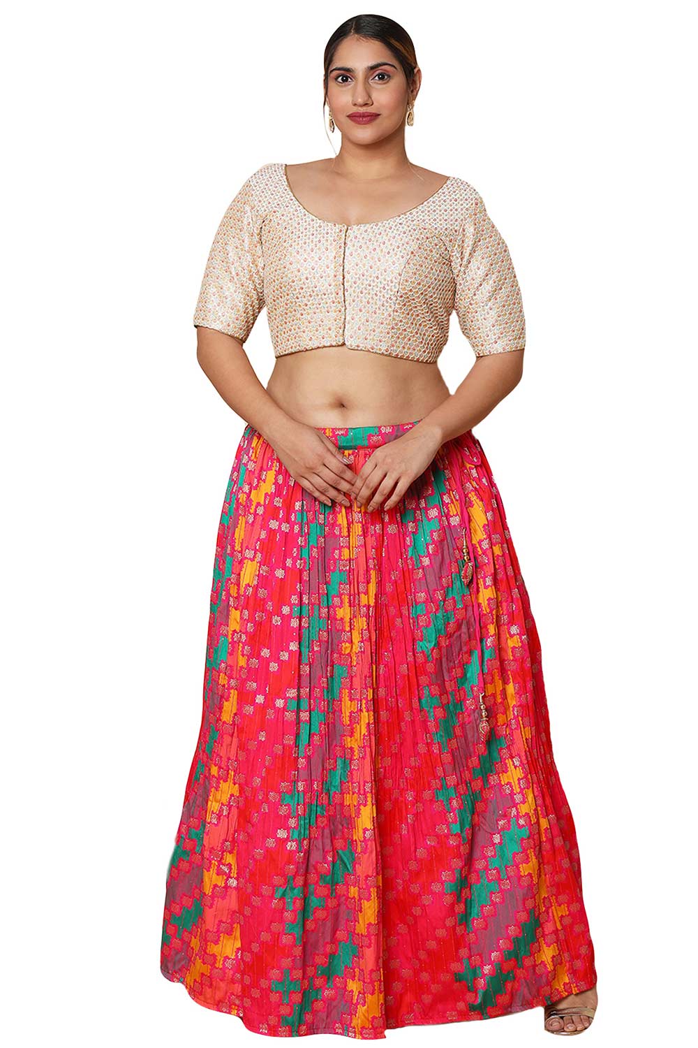 Buy Off White Silk Blend Readymade Saree Blouse Online - One Minute Sareee