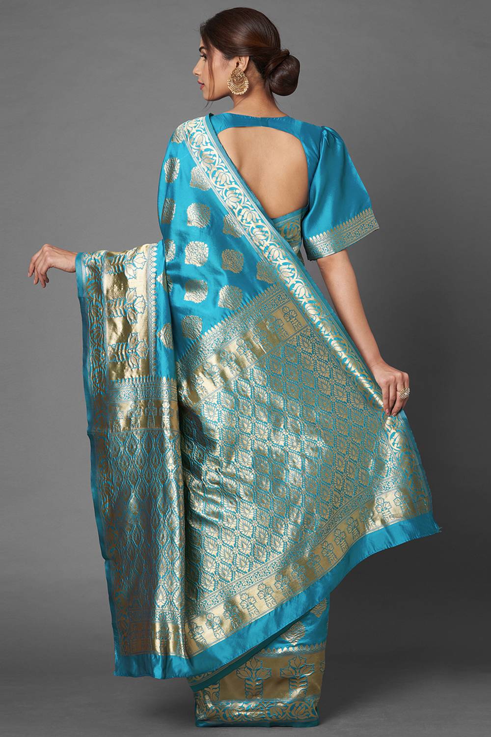Shop Sky Blue Zari Saree Collection Online