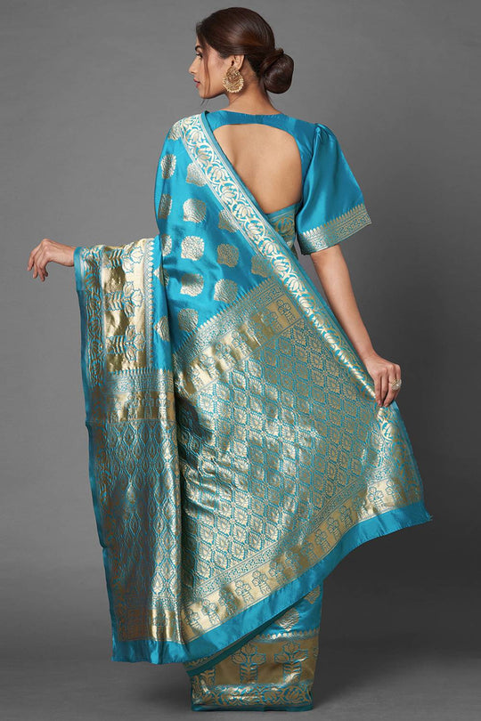 Shop Sky Blue Zari Saree Collection Online