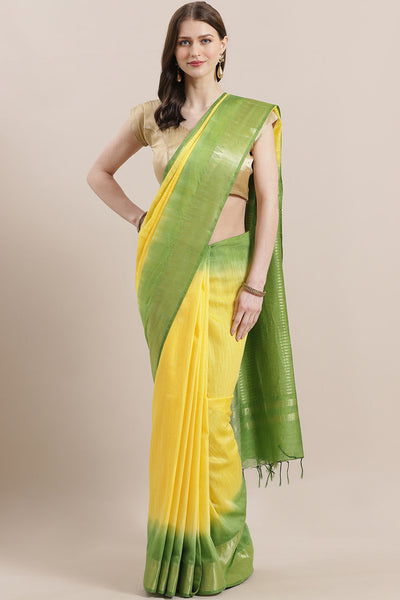 Buy Yellow Woven Silk One Minute Saree Online