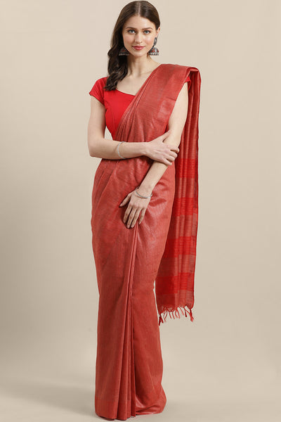 Buy Red Woven Silk One Minute Saree Online