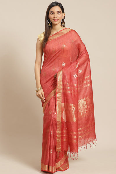 Buy Red Woven Silk One Minute Saree Online