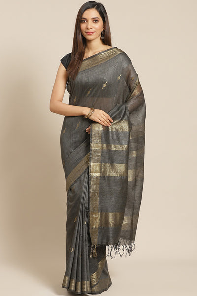 Buy Black Woven Silk One Minute Saree Online
