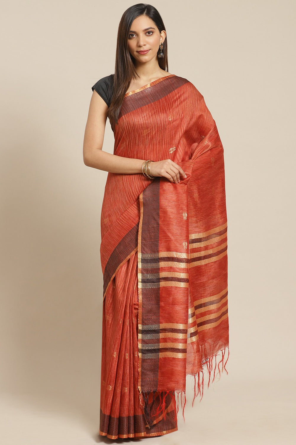 Buy Red Woven Art Silk One Minute Saree Online